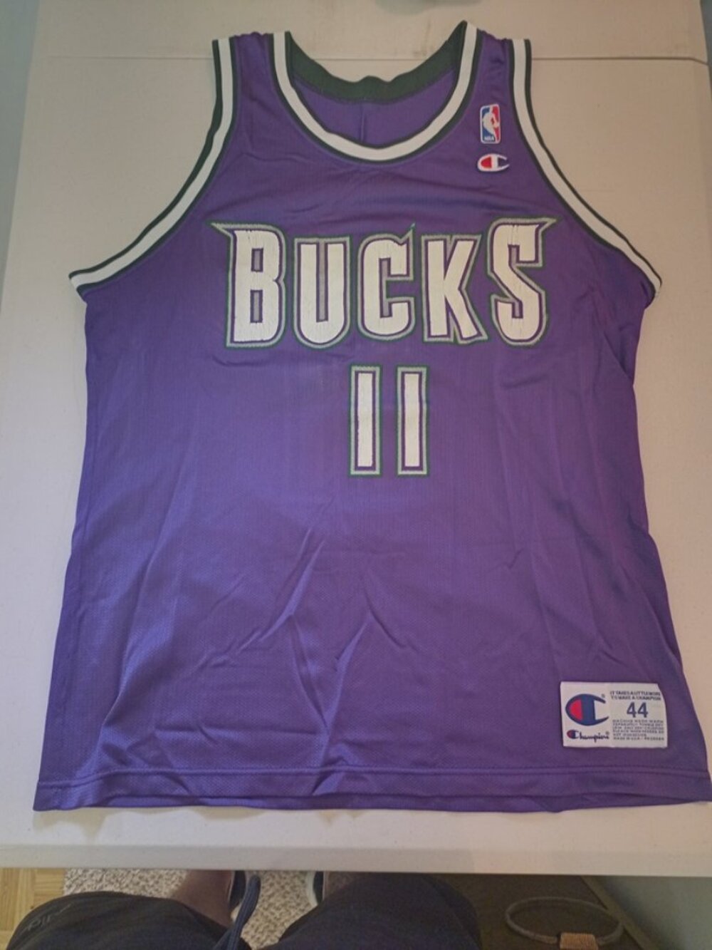 Champion Lee Mayberry Milwaukee Bucks NBA Basketball Jersey Adult Large 44 RARE